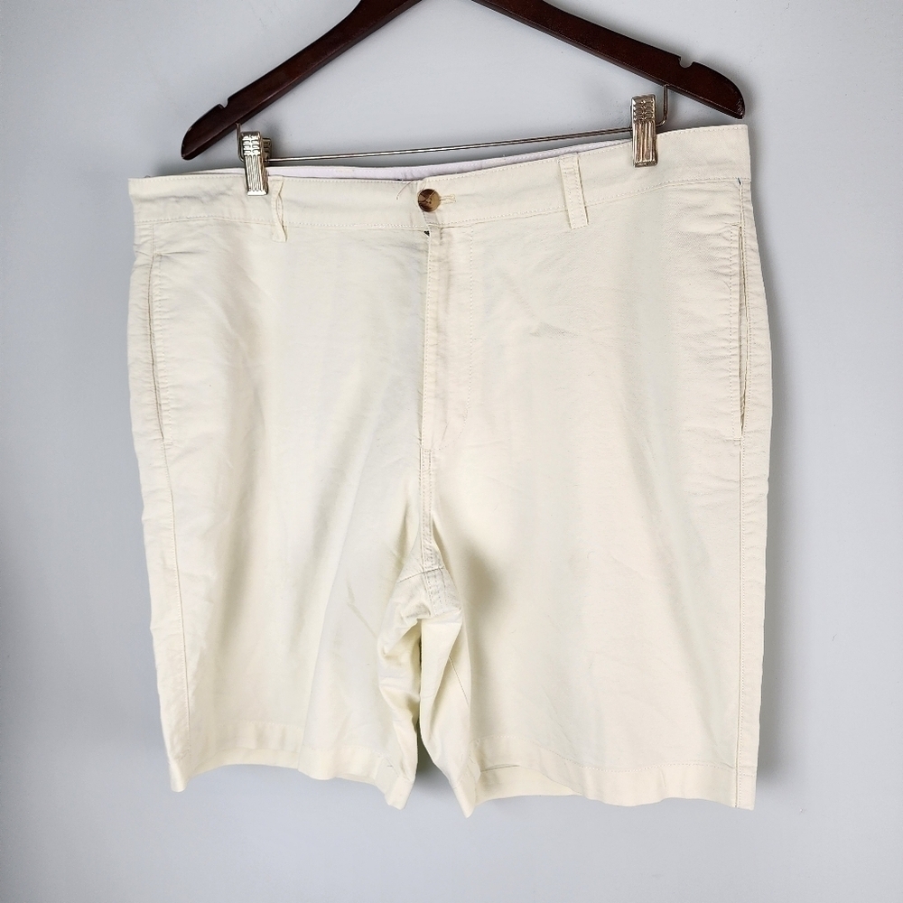 Chaps Men's Flat Front Cotton Shorts Pale Yellow Size 38